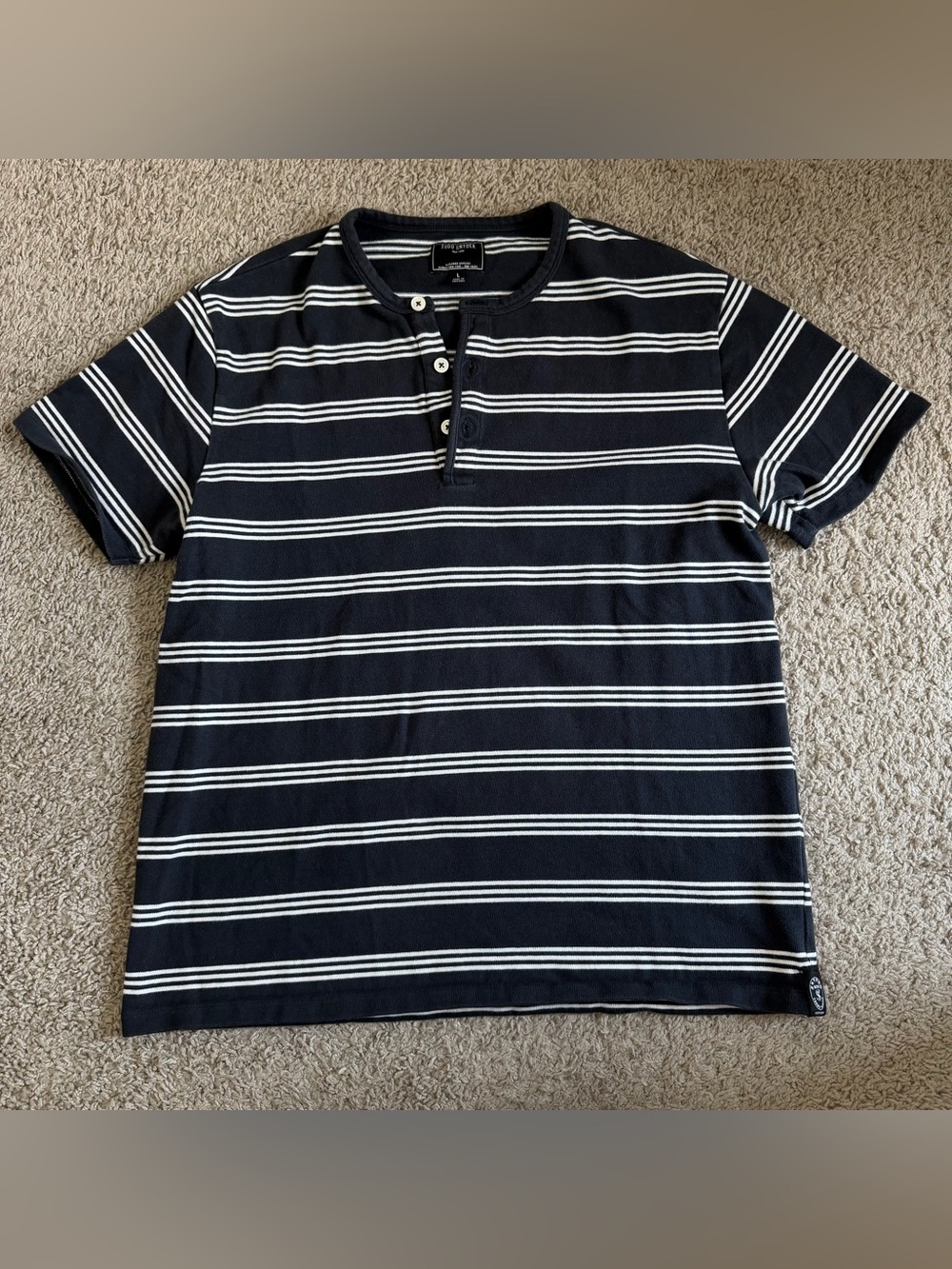 Todd Snyder Heavyweight Striped Short Sleeve Henley Tee T Shirt